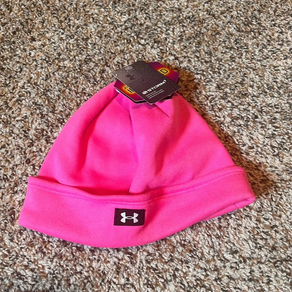 Under Armour Beanie ColdGear Infrared Storm 1 Youth Pink Hat‎